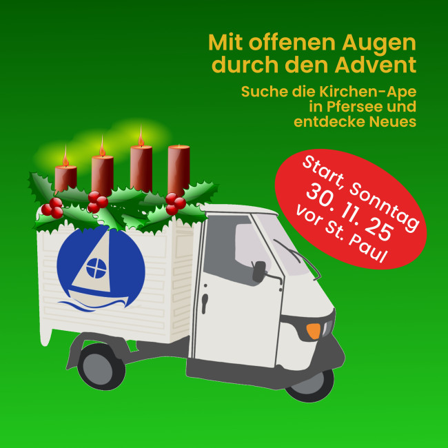 Ape mit Adventskranz